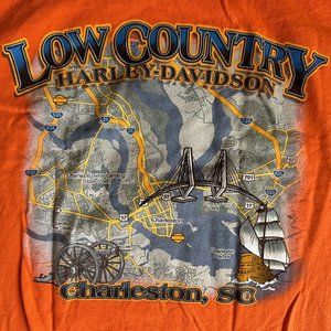 HARLEY-DAVIDSON Low Country Charleston SC T-Shirt Made in USA Size L Hanes Beefy